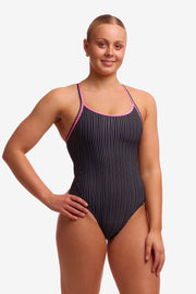 FUNKITA WOMENS PIN STRIPE DIAMOND SECURE ONE PIECE - Black