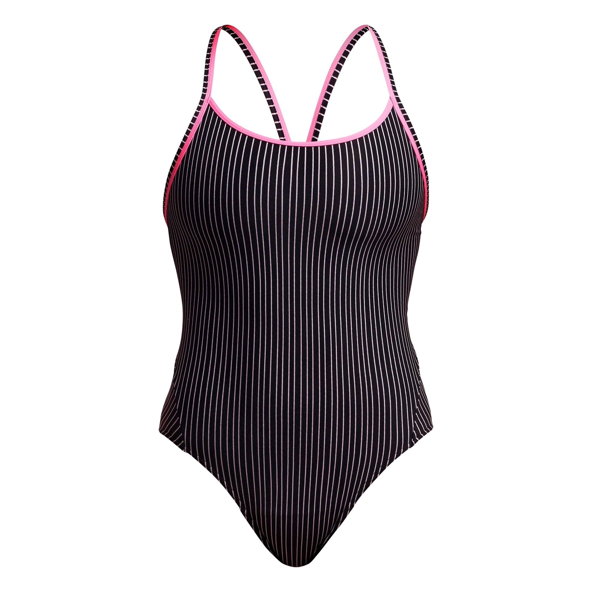 FUNKITA WOMENS PIN STRIPE DIAMOND SECURE ONE PIECE - Black