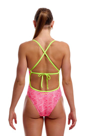 FUNKITA WOMENS SWEET STACK TIE ME TIGHT ONE PIECE - Pink