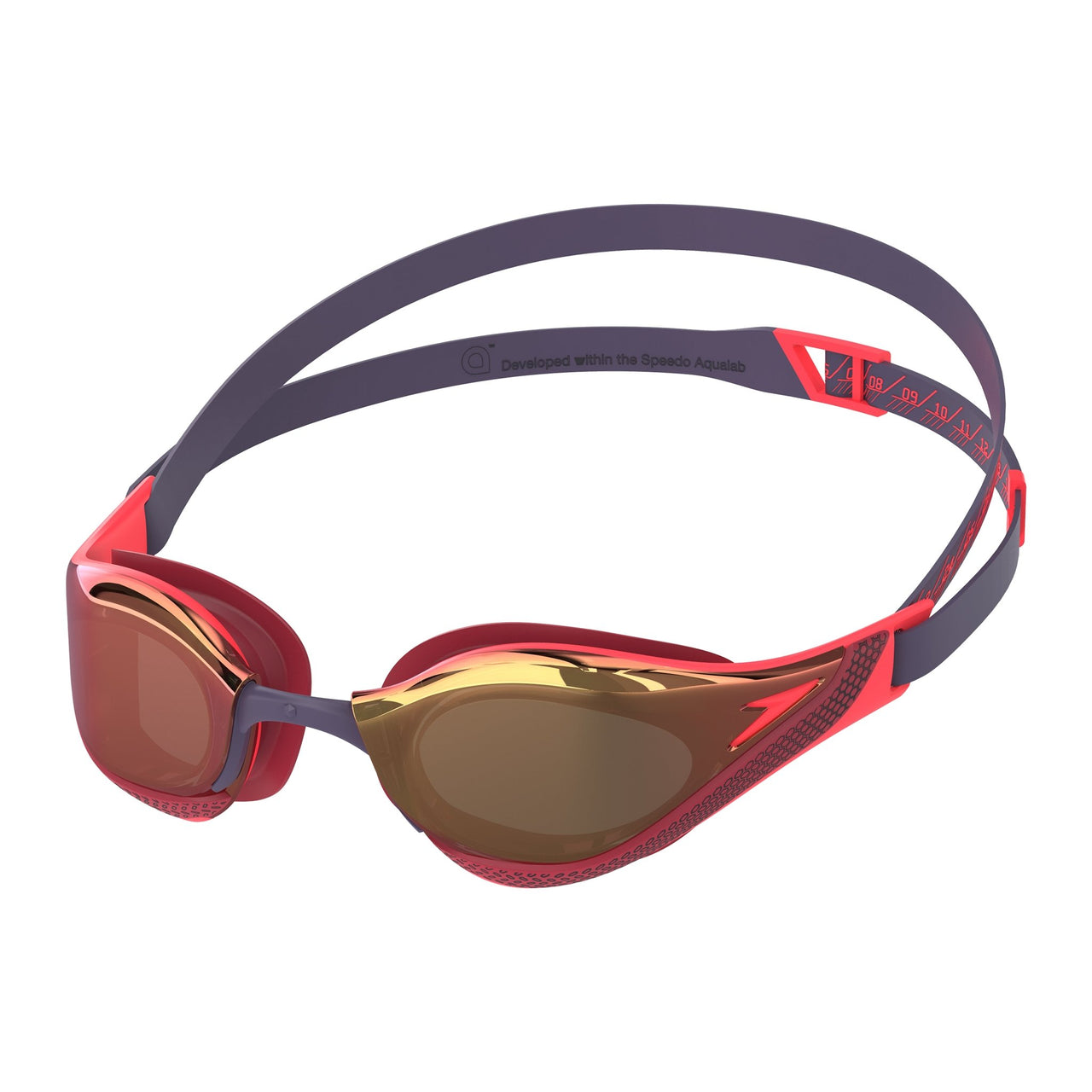 SPEEDO FASTSKIN PURE FOCUS MIRROR GOGGLES REGAL RED / SMOKE / RACE FLARE - Red