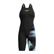 SPEEDO GIRLS FASTSKIN LZR IGNITE KNEESKIN ELECTRO STATIC / BLACK - Black