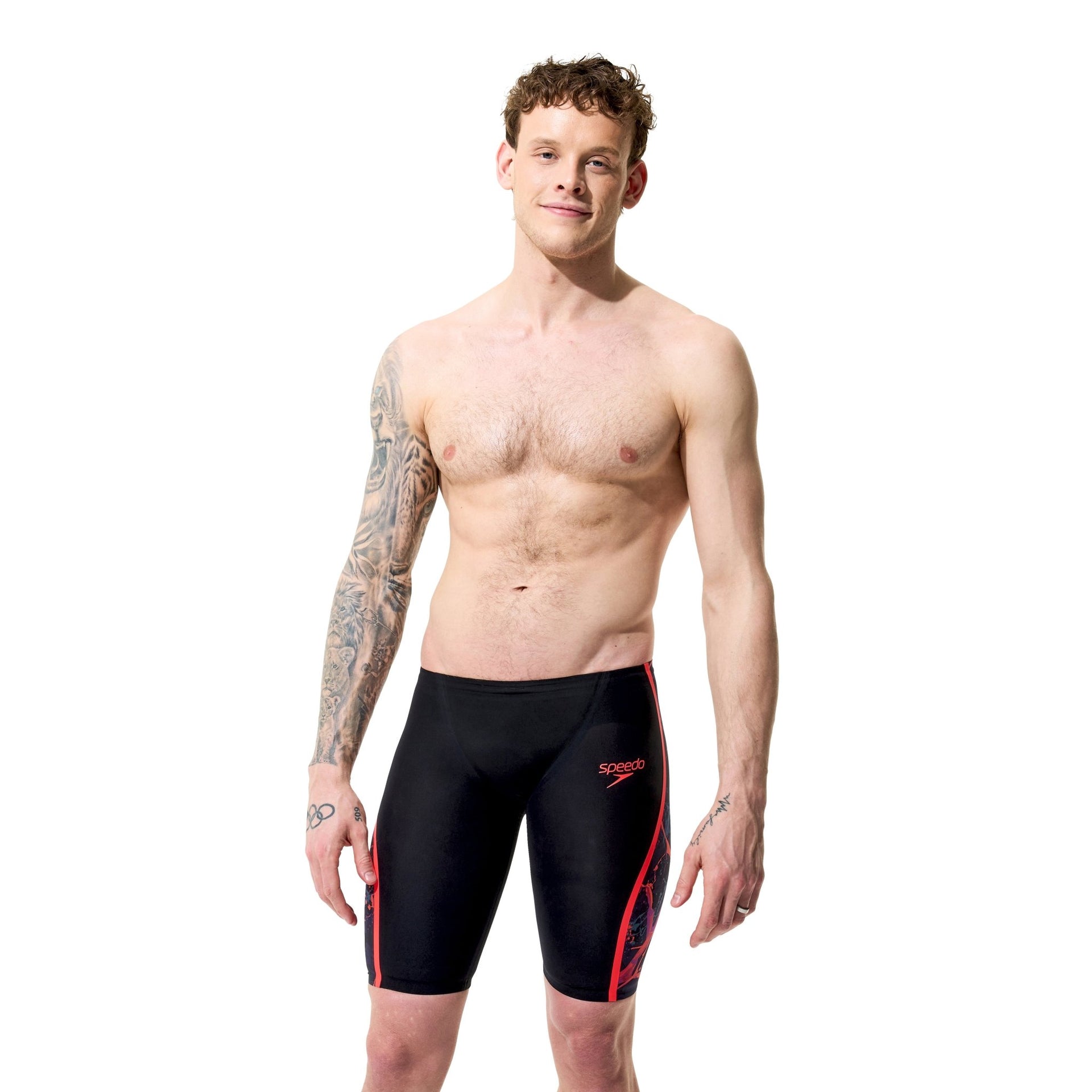 SPEEDO MENS FASTSKIN LZR PURE INTENT 2.0 PRINTED JAMMER BLACK EMBER - Black