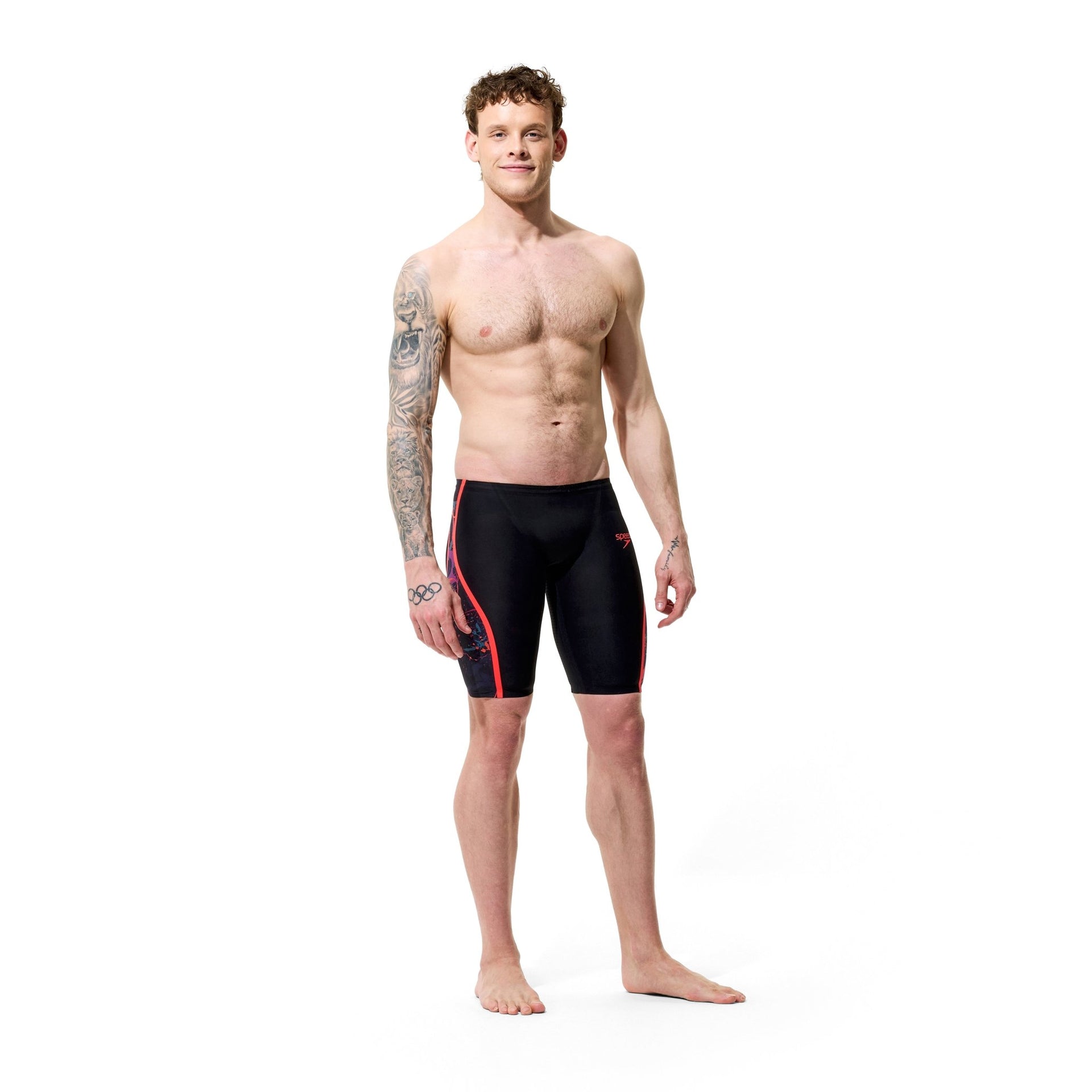 SPEEDO MENS FASTSKIN LZR PURE INTENT 2.0 PRINTED JAMMER BLACK EMBER - Black