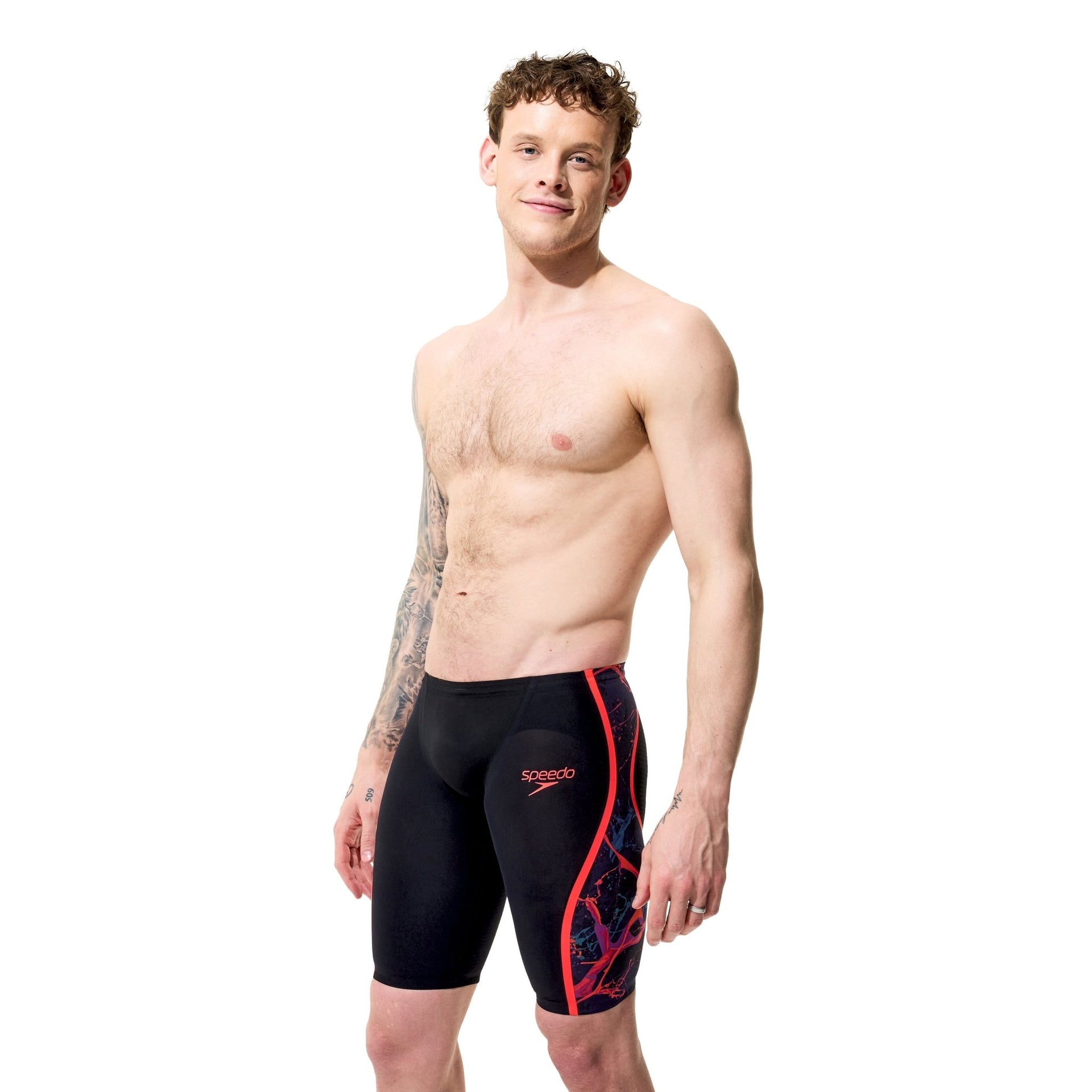 SPEEDO MENS FASTSKIN LZR PURE INTENT 2.0 PRINTED JAMMER BLACK EMBER - Black