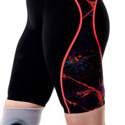 SPEEDO WOMENS FASTSKIN LZR PURE INTENT 2.0 PRINTED OPENBACK KNEESKIN BLACK EMBER - Black