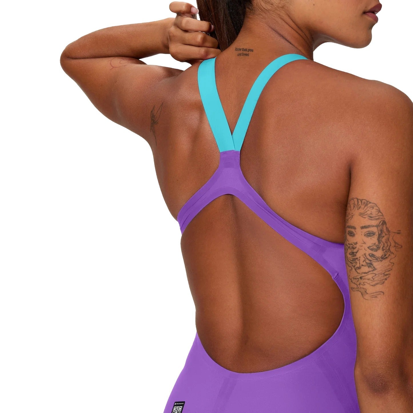 SPEEDO WOMENS FASTSKIN LZR PURE VALOR 2.0 OPENBACK KNEESKIN GALAXY GRAPE / MAYAN BLUE - Purple