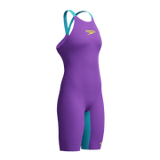 SPEEDO WOMENS FASTSKIN LZR PURE VALOR 2.0 OPENBACK KNEESKIN GALAXY GRAPE / MAYAN BLUE - Purple