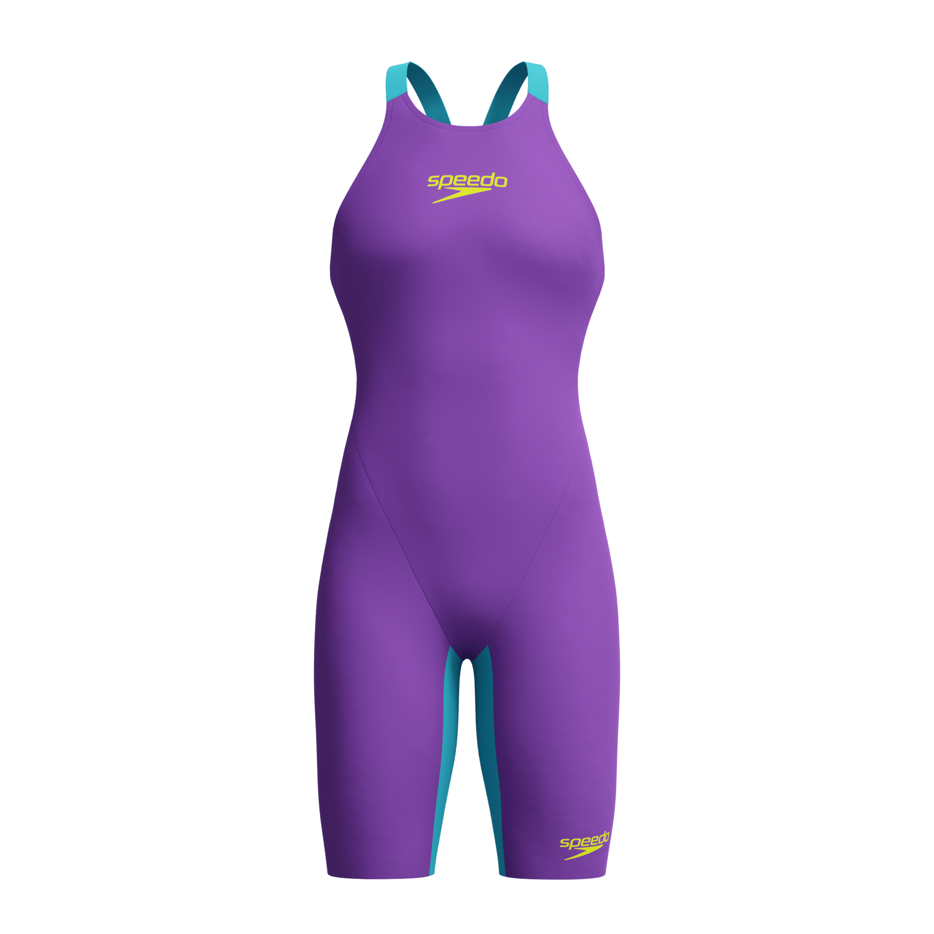 SPEEDO WOMENS FASTSKIN LZR PURE VALOR 2.0 OPENBACK KNEESKIN GALAXY GRAPE / MAYAN BLUE - Purple