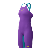 SPEEDO WOMENS FASTSKIN LZR PURE VALOR 2.0 OPENBACK KNEESKIN GALAXY GRAPE / MAYAN BLUE - Purple