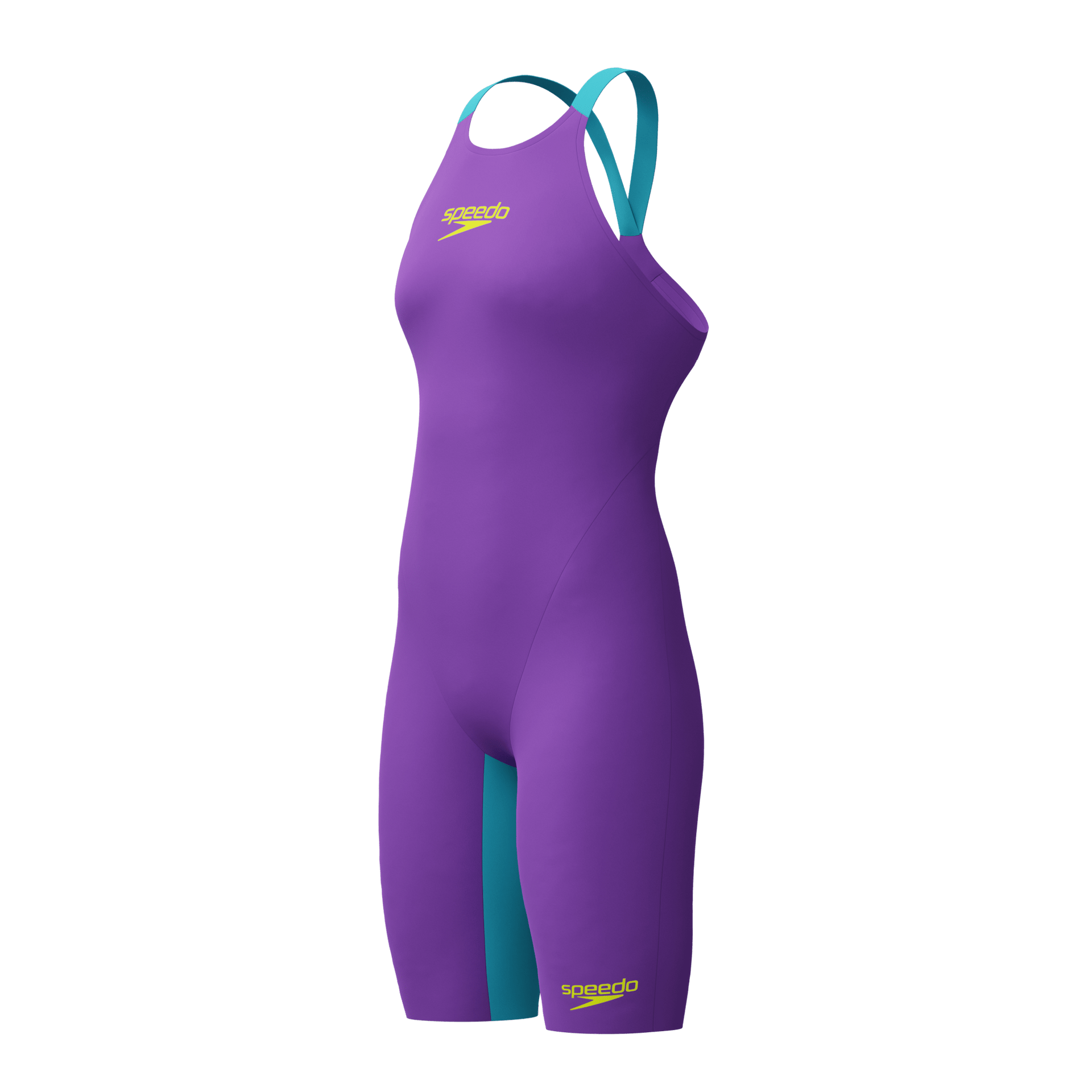 SPEEDO WOMENS FASTSKIN LZR PURE VALOR 2.0 OPENBACK KNEESKIN GALAXY GRAPE / MAYAN BLUE - Purple