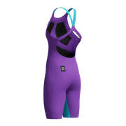 SPEEDO WOMENS FASTSKIN LZR PURE VALOR 2.0 OPENBACK KNEESKIN GALAXY GRAPE / MAYAN BLUE - Purple