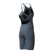 SPEEDO WOMENS FASTSKIN LZR PURE VALOR 2.0 OPENBACK KNEESKIN GREY LEAD / ACADIA BLUE