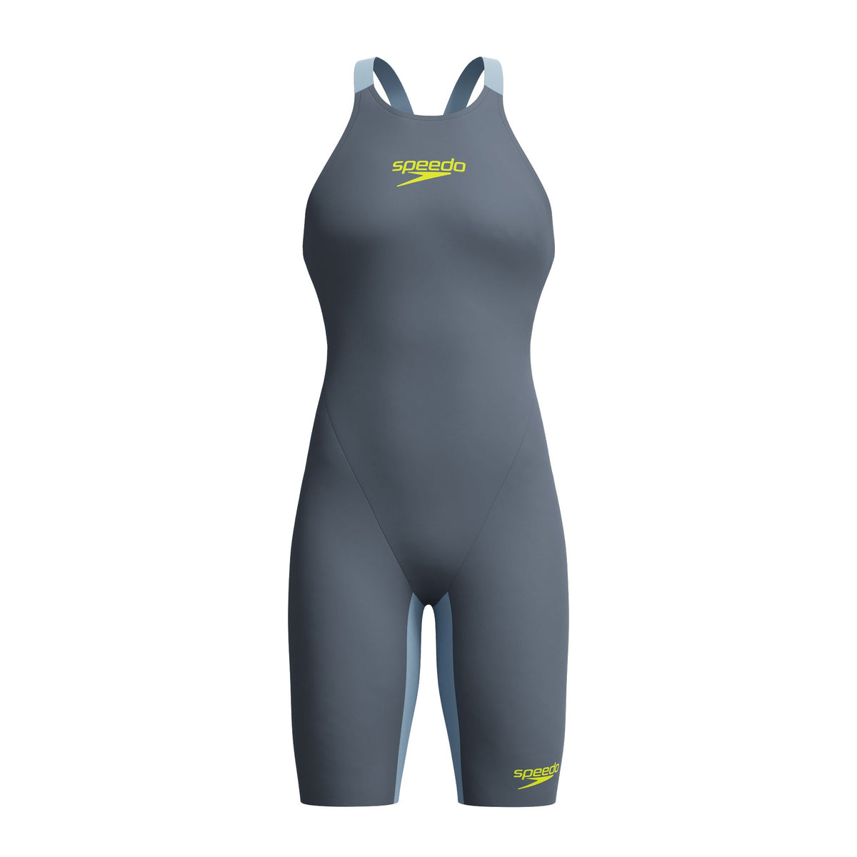 SPEEDO WOMENS FASTSKIN LZR PURE VALOR 2.0 OPENBACK KNEESKIN GREY LEAD / ACADIA BLUE