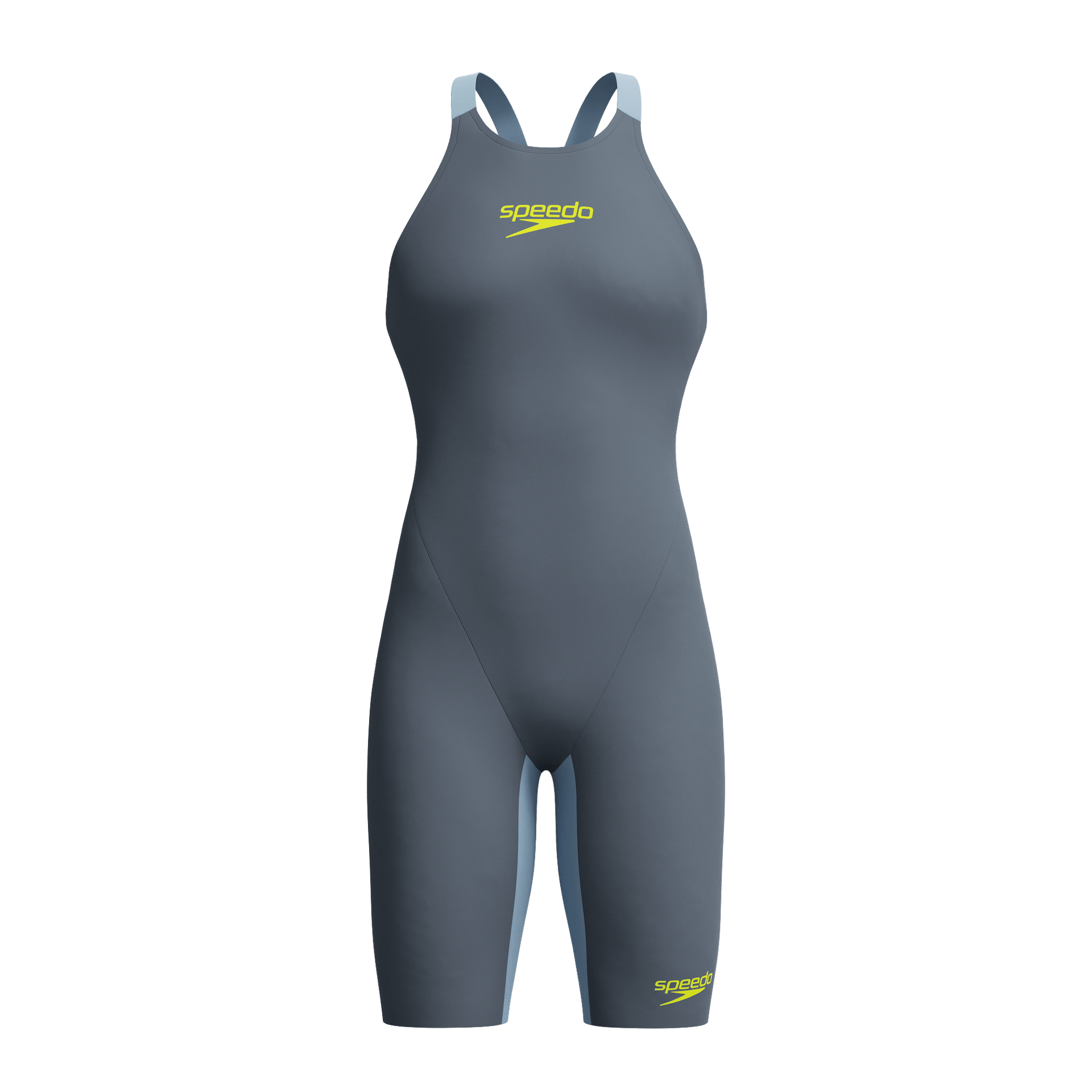 SPEEDO WOMENS FASTSKIN LZR PURE VALOR 2.0 OPENBACK KNEESKIN GREY LEAD / ACADIA BLUE - Grey