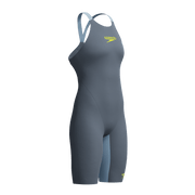 SPEEDO WOMENS FASTSKIN LZR PURE VALOR 2.0 OPENBACK KNEESKIN GREY LEAD / ACADIA BLUE - Grey
