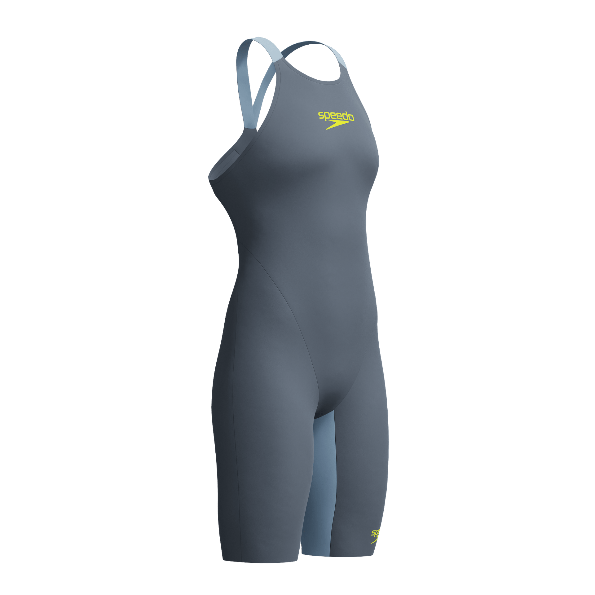 SPEEDO WOMENS FASTSKIN LZR PURE VALOR 2.0 OPENBACK KNEESKIN GREY LEAD / ACADIA BLUE - Grey