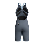 SPEEDO WOMENS FASTSKIN LZR PURE VALOR 2.0 OPENBACK KNEESKIN GREY LEAD / ACADIA BLUE