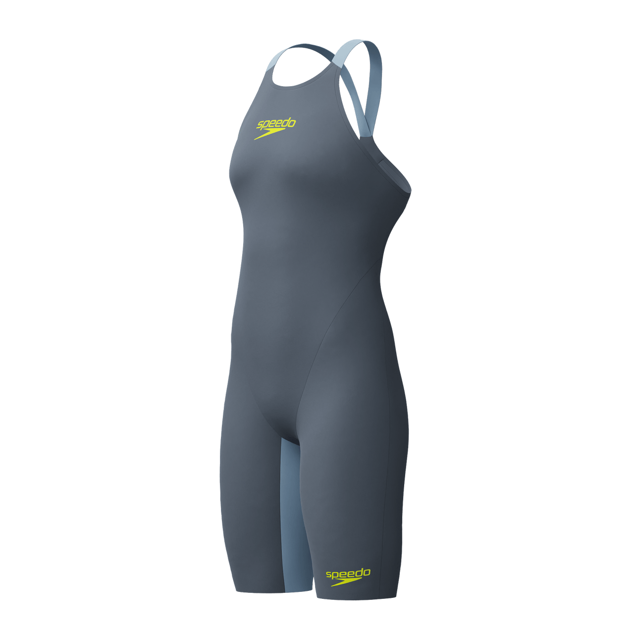 SPEEDO WOMENS FASTSKIN LZR PURE VALOR 2.0 OPENBACK KNEESKIN GREY LEAD / ACADIA BLUE - Grey
