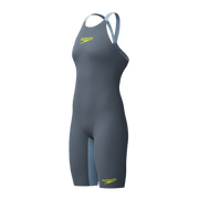 SPEEDO WOMENS FASTSKIN LZR PURE VALOR 2.0 OPENBACK KNEESKIN GREY LEAD / ACADIA BLUE - Grey