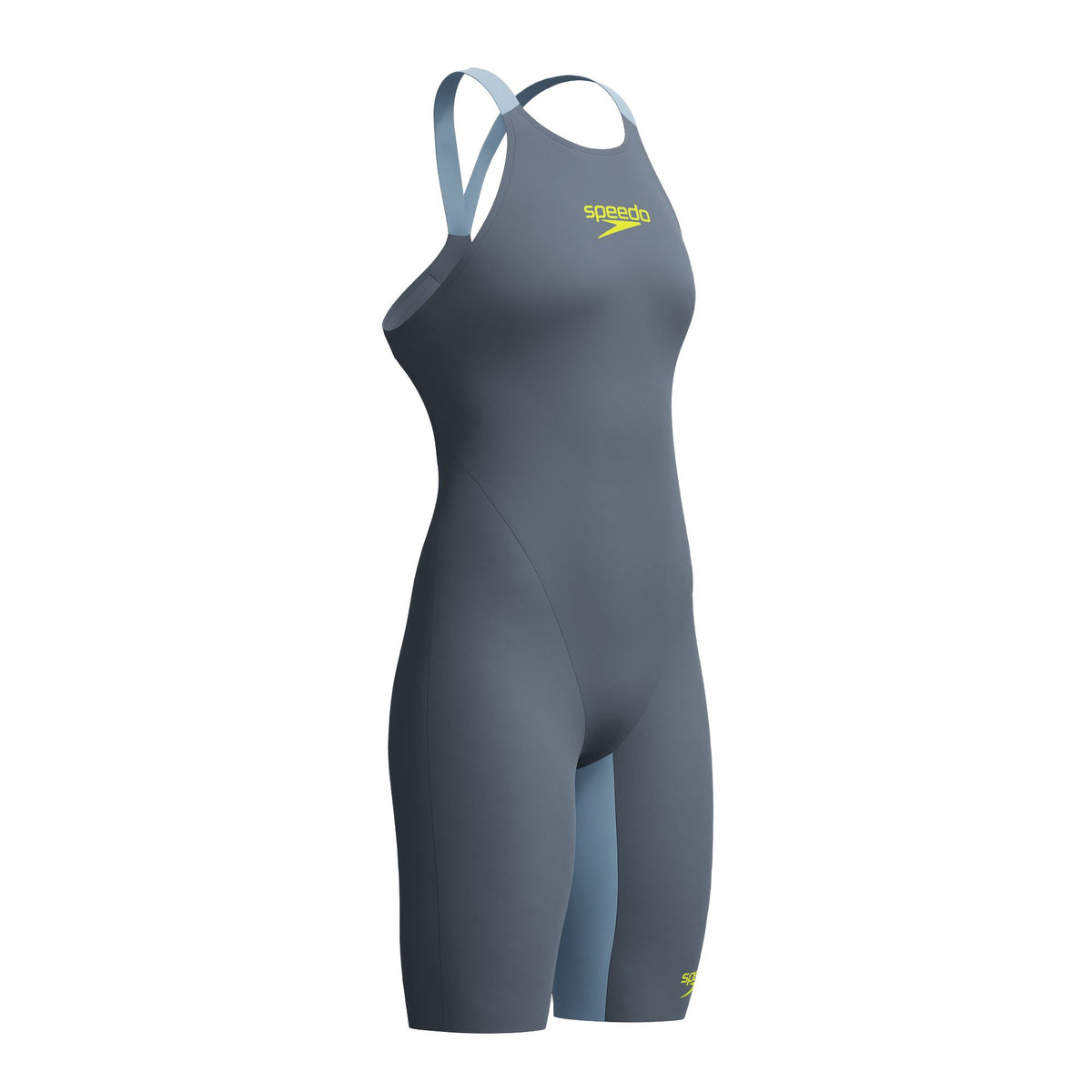 SPEEDO WOMENS FASTSKIN LZR PURE VALOR 2.0 OPENBACK KNEESKIN GREY LEAD / ACADIA BLUE