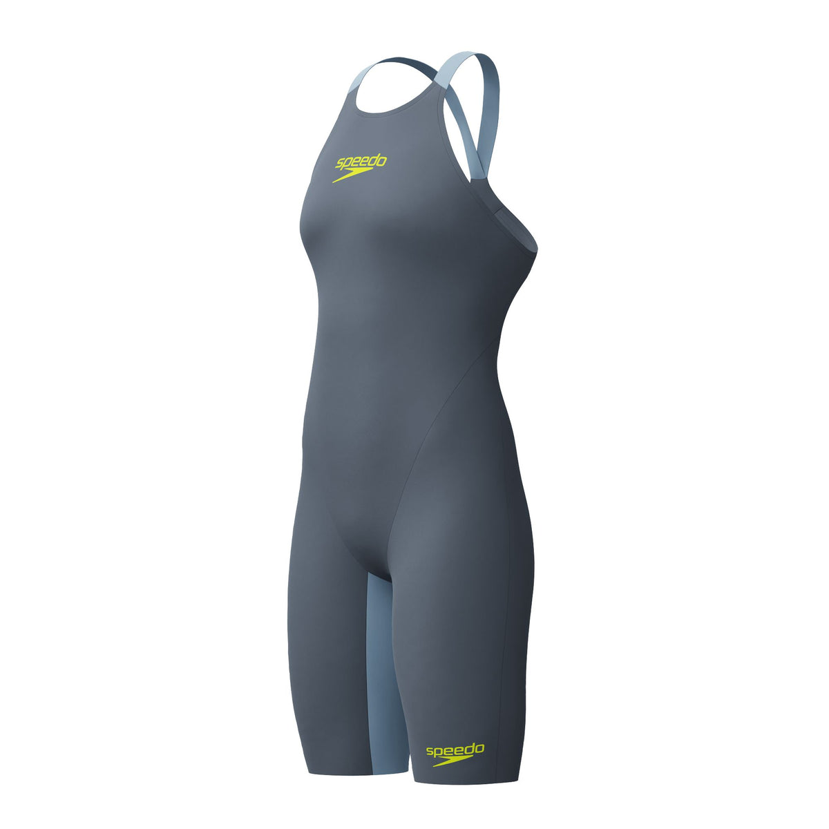 SPEEDO WOMENS FASTSKIN LZR PURE VALOR 2.0 OPENBACK KNEESKIN GREY LEAD / ACADIA BLUE