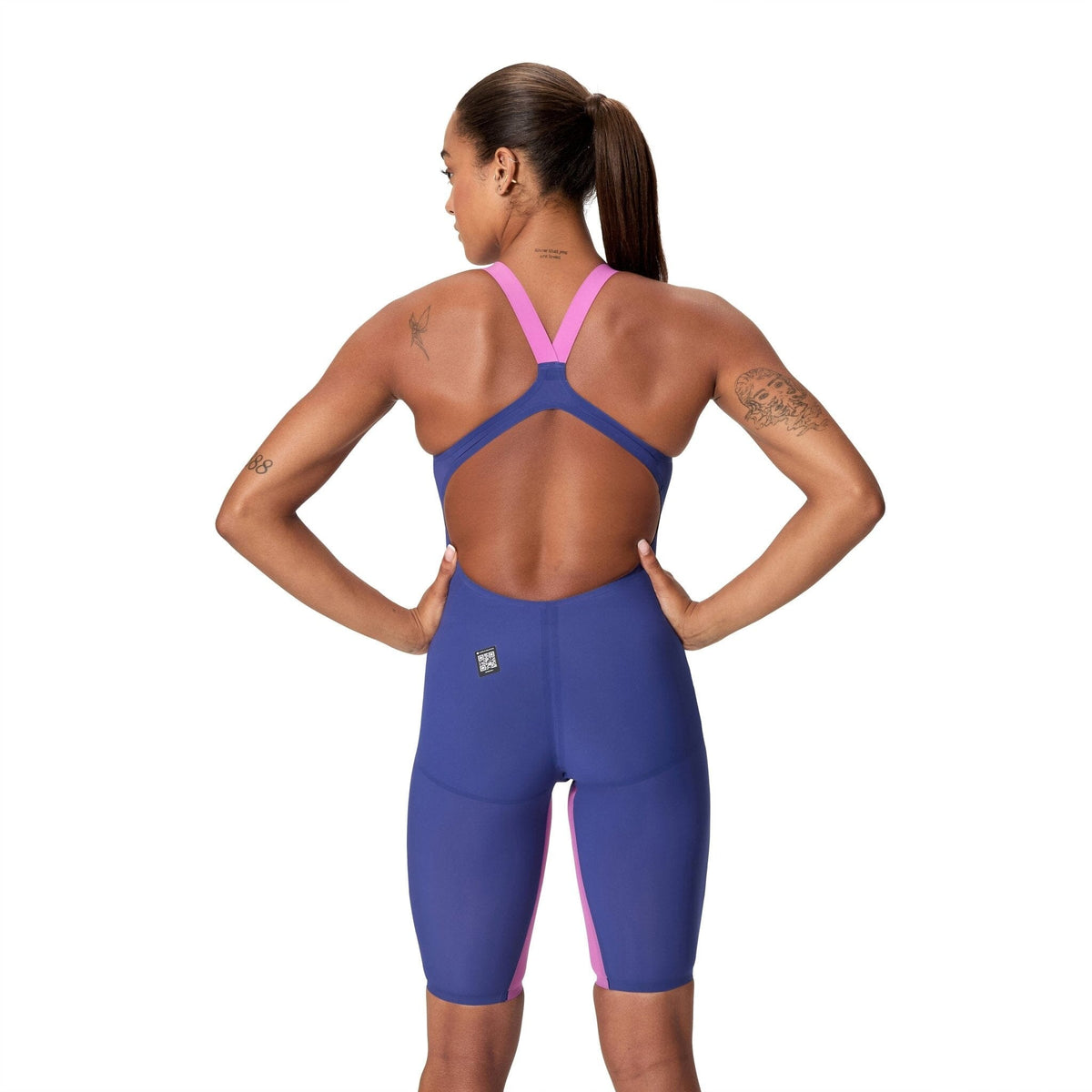 SPEEDO WOMENS FASTSKIN LZR PURE VALOR 2.0 OPENBACK KNEESKIN NOBLE NAVY / JELLY