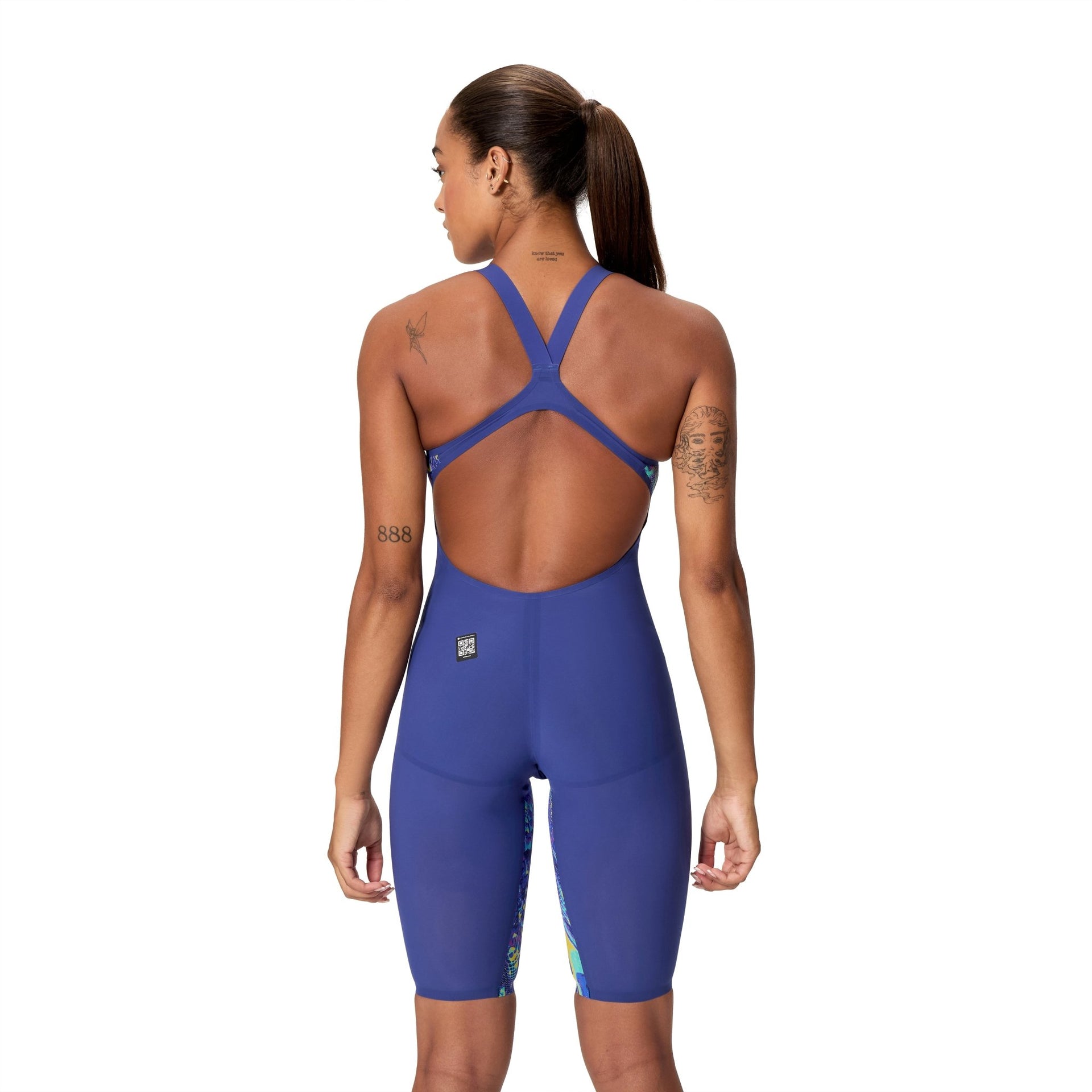 SPEEDO WOMENS FASTSKIN LZR PURE VALOR 2.0 OPENBACK KNEESKIN NOBLE NAVY / MORPHOSIS - Navy