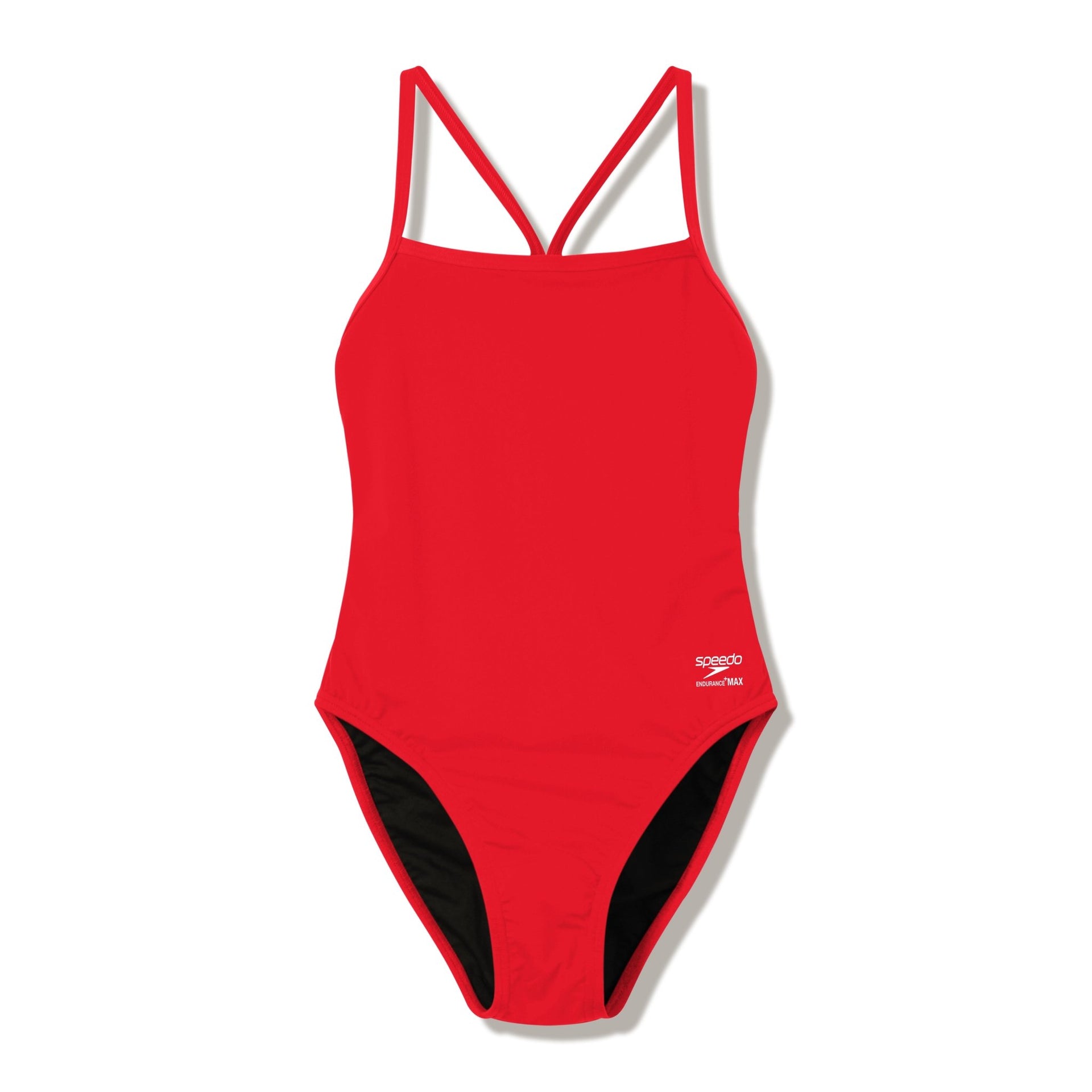 SPEEDO WOMENS SOLID ENDURANCE+ MAX V - BACK 2.0 SWIMSUIT - Red