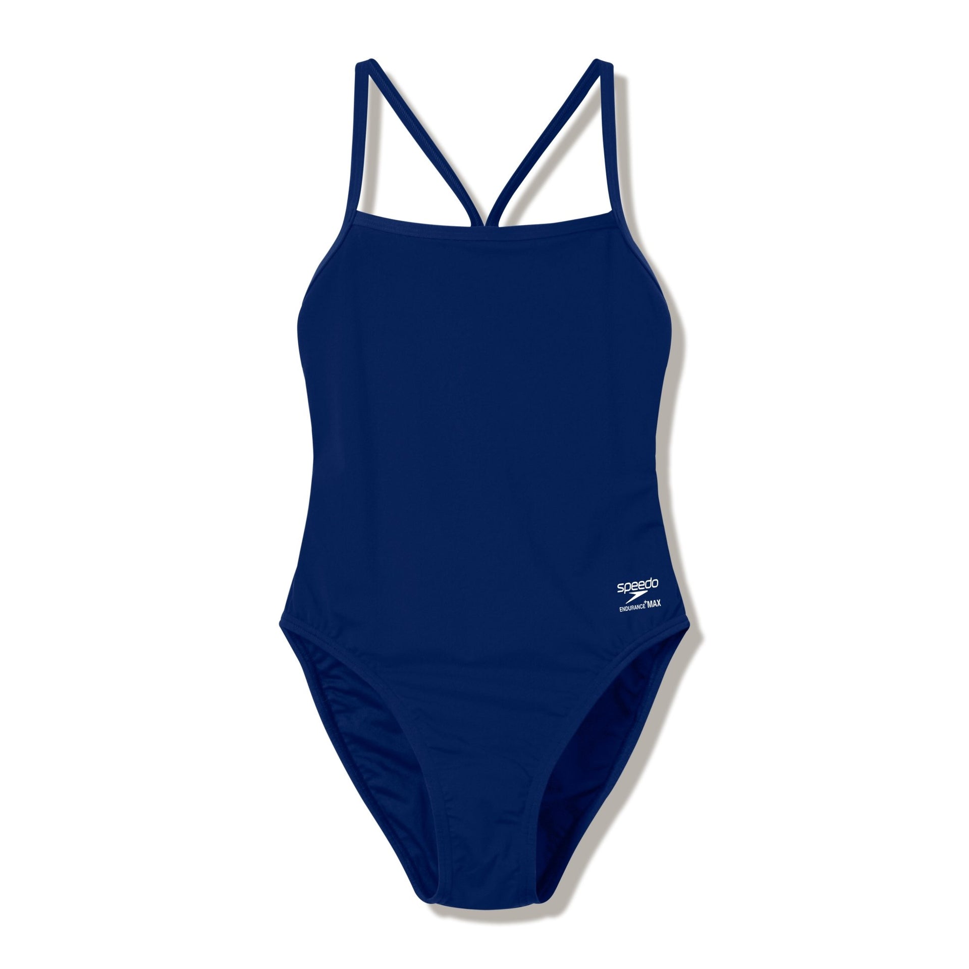 SPEEDO WOMENS SOLID ENDURANCE+ MAX V - BACK 2.0 SWIMSUIT - Navy
