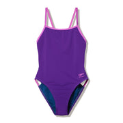 SPEEDO WOMENS SOLID TRI BACK SWIMSUIT GRAPE SODA - Purple