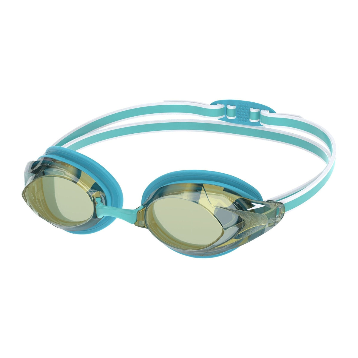 SPEEDO WOMENS VANQUISHER 3.0 MIRROR GOGGLES CELESTE/GOLD