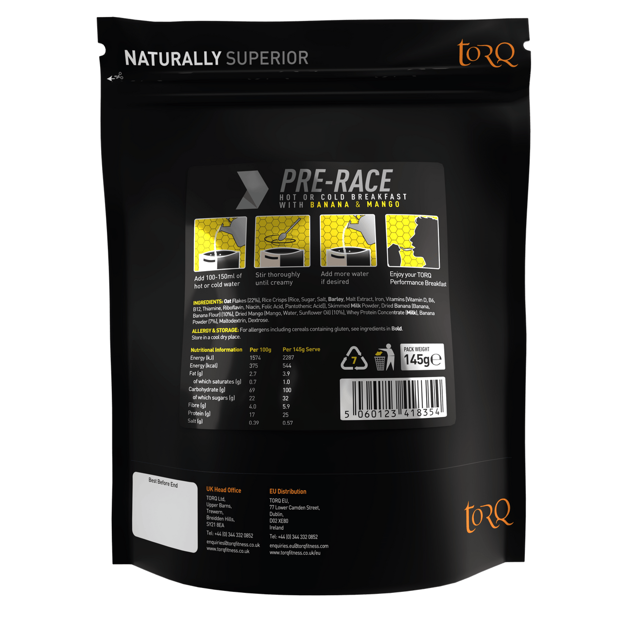 TORQ PRE - RACE BREAKFAST BANANA & MANGO - 150g