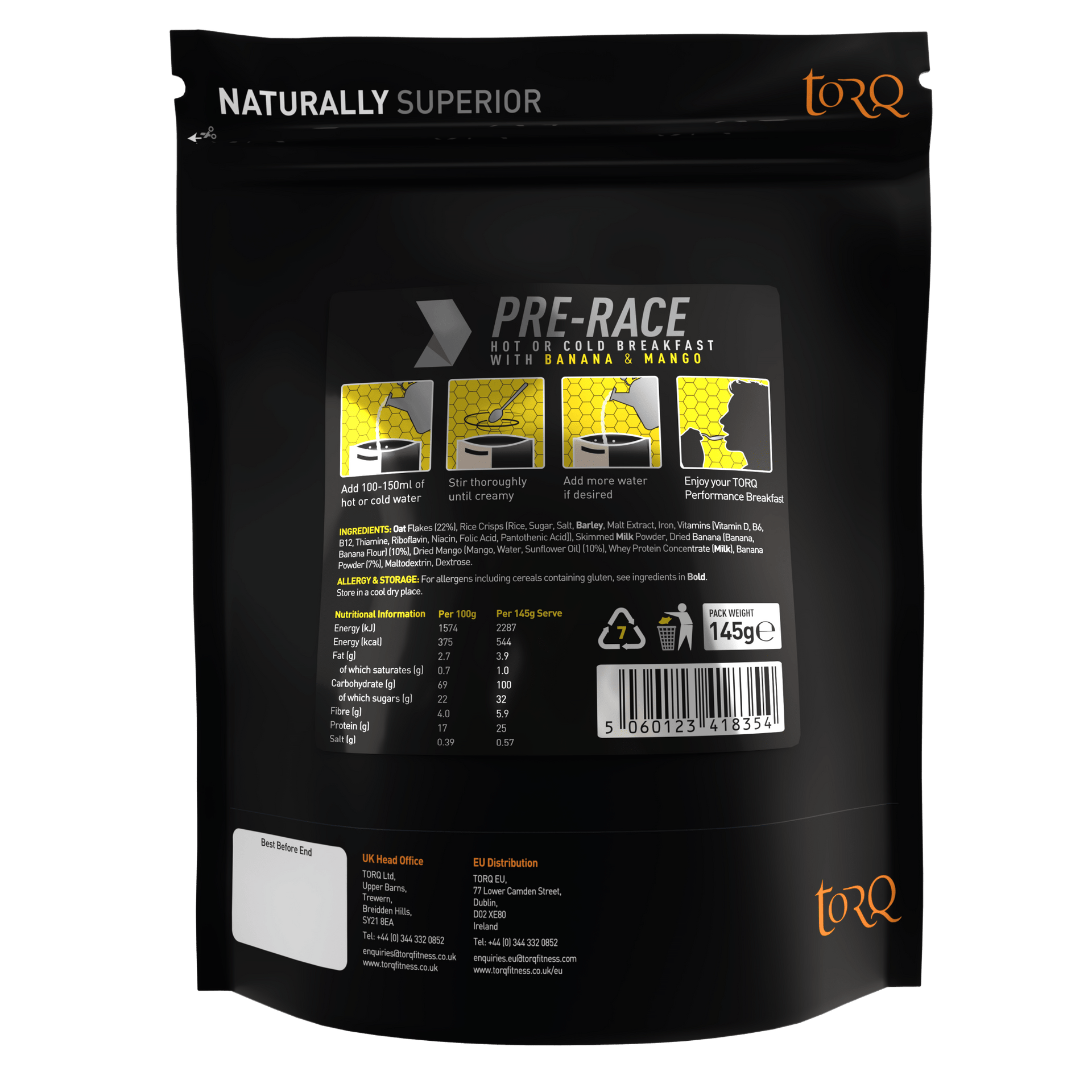 TORQ PRE - RACE BREAKFAST BANANA & MANGO - 150g