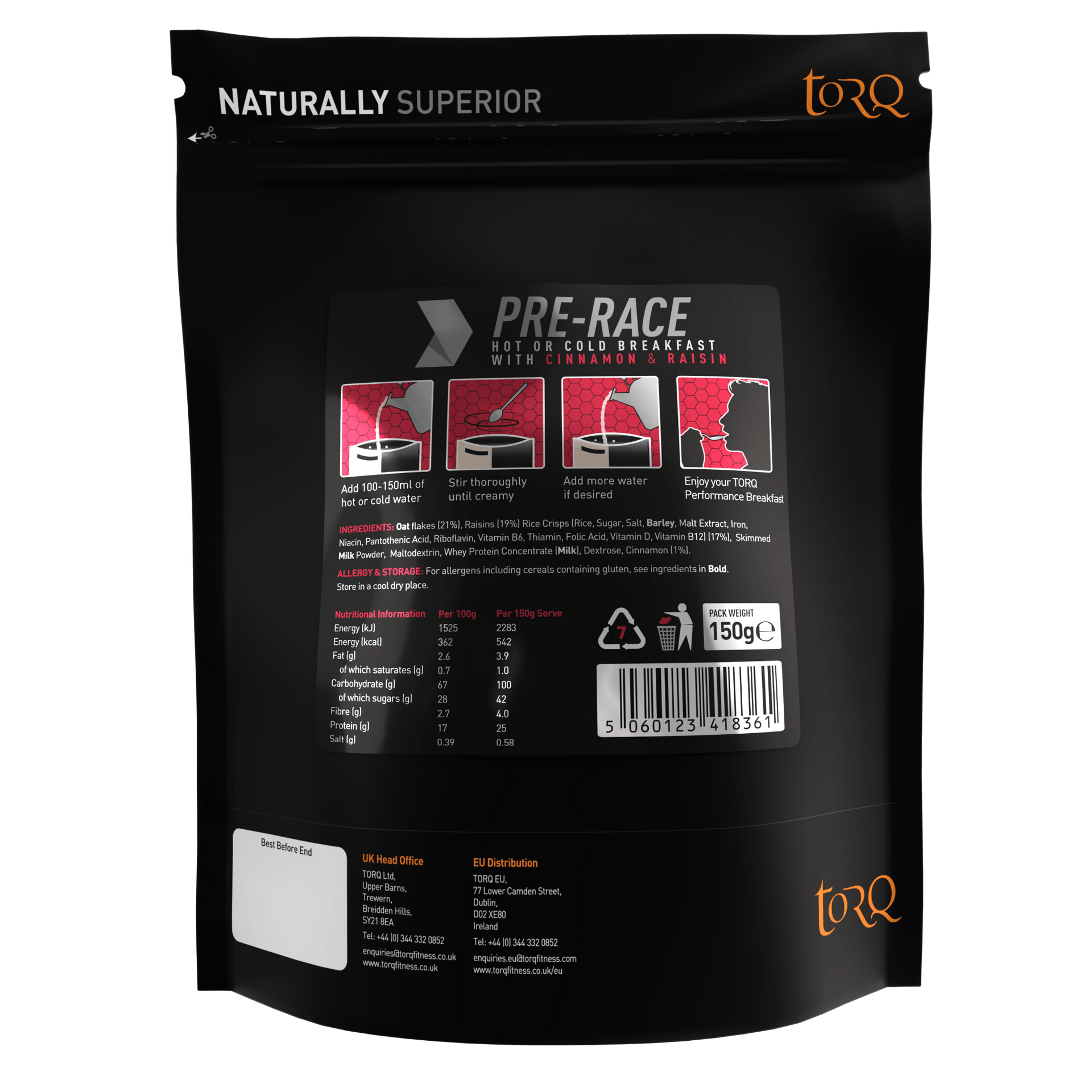 TORQ PRE - RACE BREAKFAST CINNAMON & RAISIN - 150g
