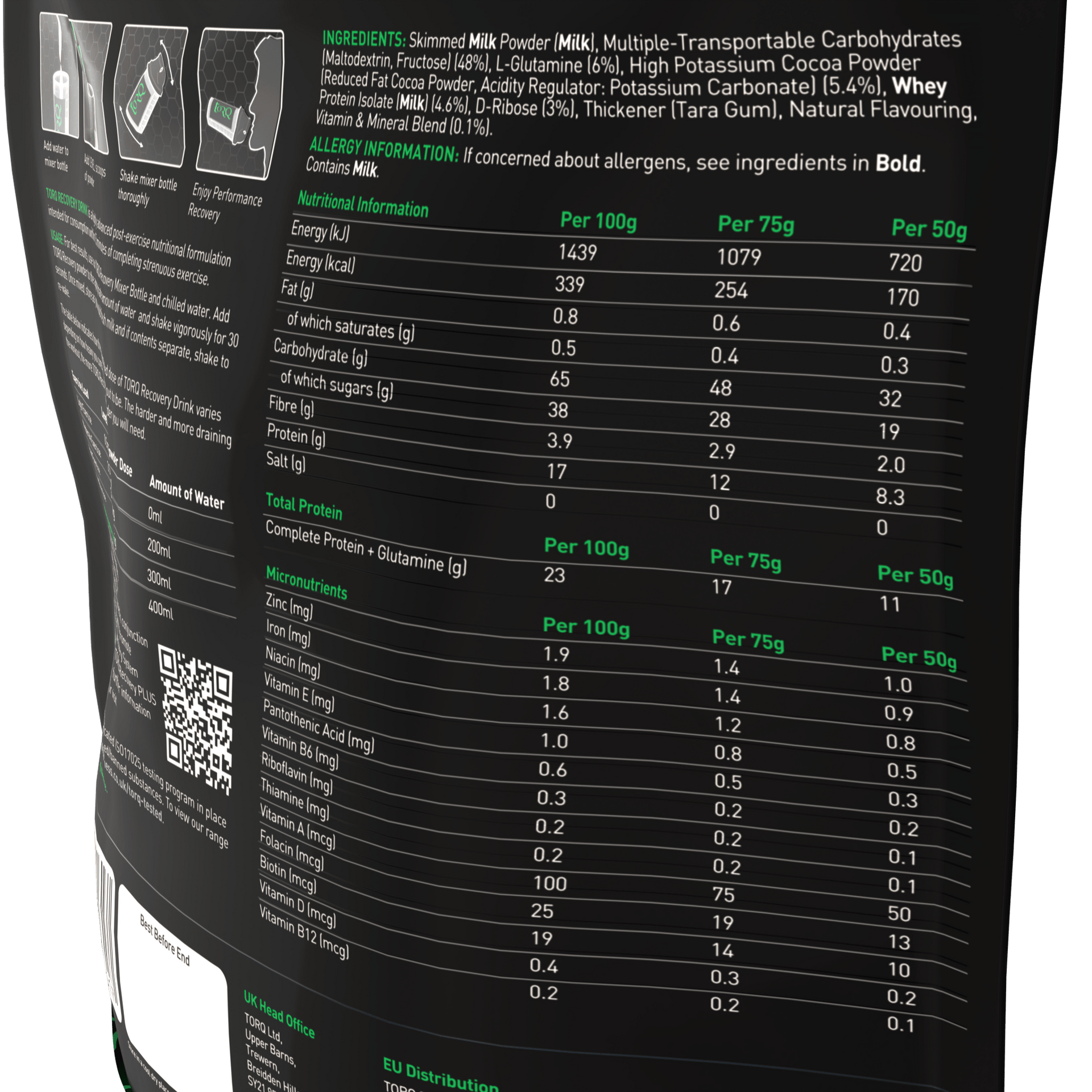 TORQ RECOVERY POUCH CHOCOLATE MINT - 500g
