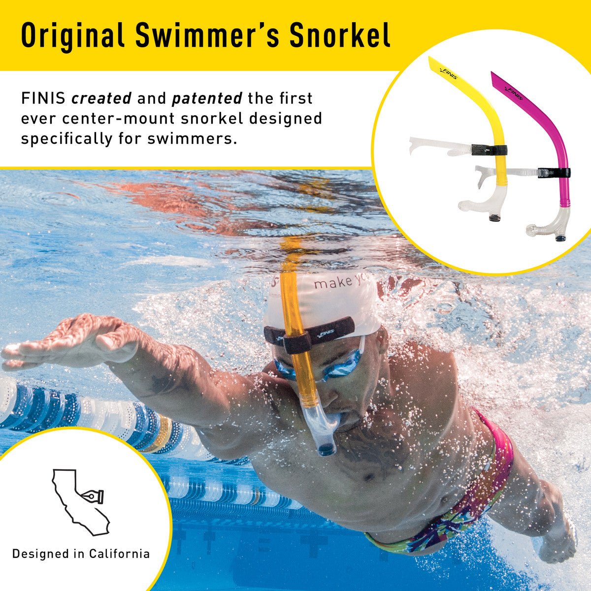 FINIS ORIGINAL SWIMMER'S SNORKEL - Yellow